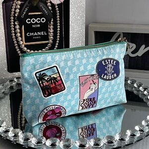 Estee Lauder Blue and Gold Cosmetic Bag